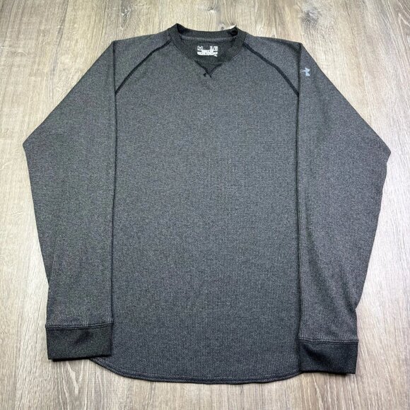 Under Armour Mens Gray Logo All Season Gear Long Sleeve Regular T Shirt Size XL - Picture 1 of 11